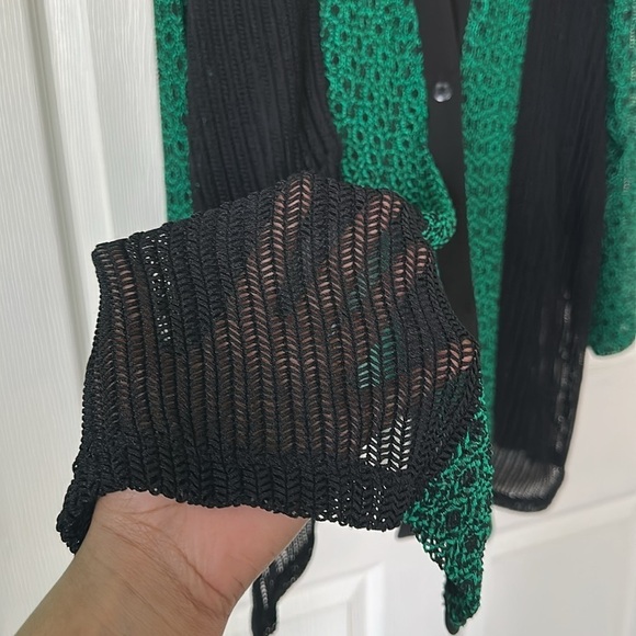 Catherines Black/Green Lace Patterned Cardigan Size 2X - Picture 7 of 8